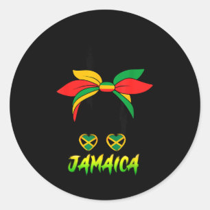 Sticker Rond Fille jamaïcaine Drapeau Jamaïque Fierté Femme noi