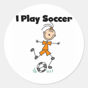 Sticker Rond Fille Je Joue Au Football