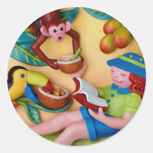 Sticker Rond Fille Jingle Safari Party (Devant)