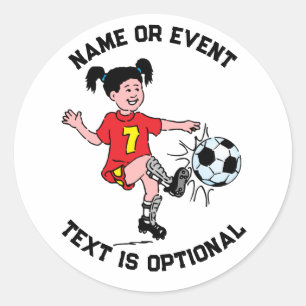 Sticker Rond Fille jouant au football