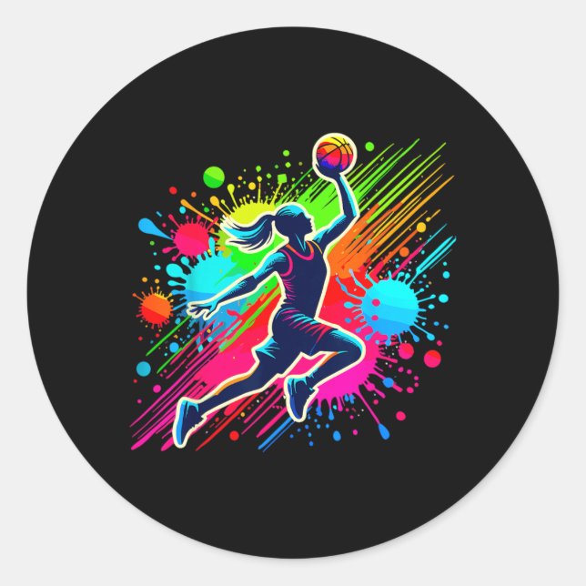 Sticker Rond Fille Joueuse de Baseball (Devant)