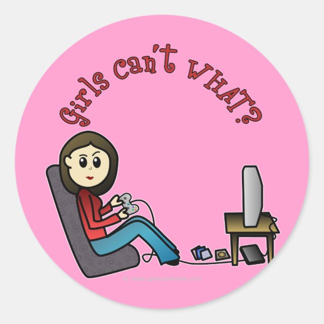 Sticker Rond Fille Joueuse Lumière (Devant)