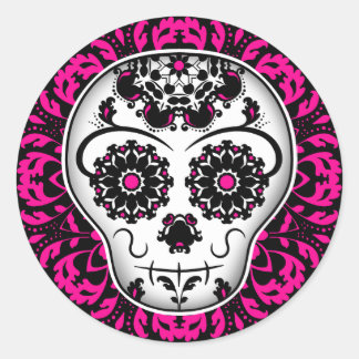 Sticker Rond Fille jour du crâne de sucre mort