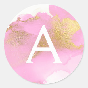 Sticker Rond Fille laveuse rose et or