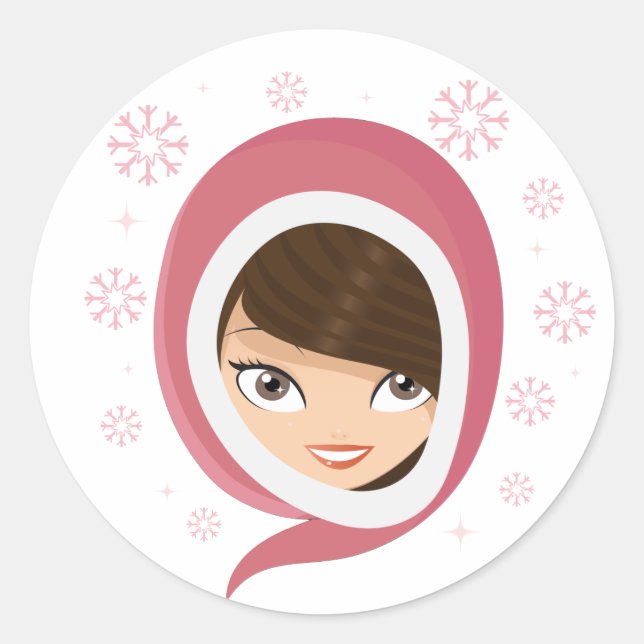 Sticker Rond Fille mignonne (Devant)