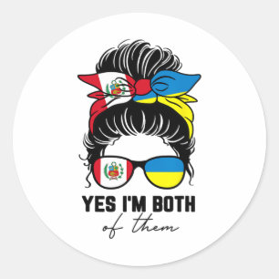 Sticker Rond Fille moitié péruvienne moitié ukrainienne Pérou U