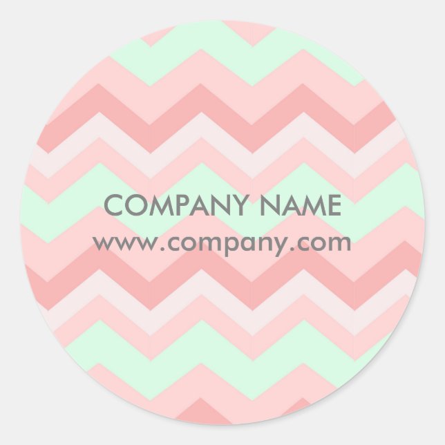 Sticker Rond Fille Motif géométrique rose et chevron menthe (Devant)