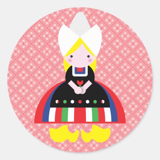 Sticker Rond fille néerlandaise (Devant)