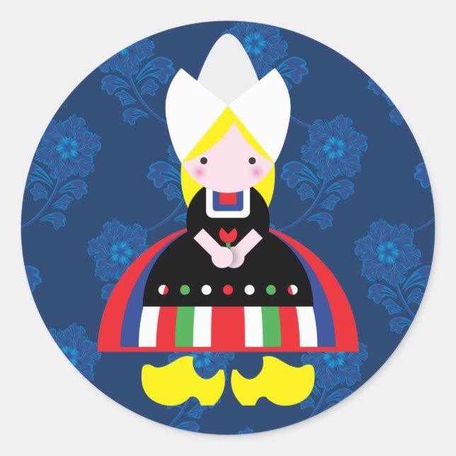 Sticker Rond fille néerlandaise (Devant)