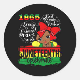 Sticker Rond Fille noire 1865 Fête l'indépendance D