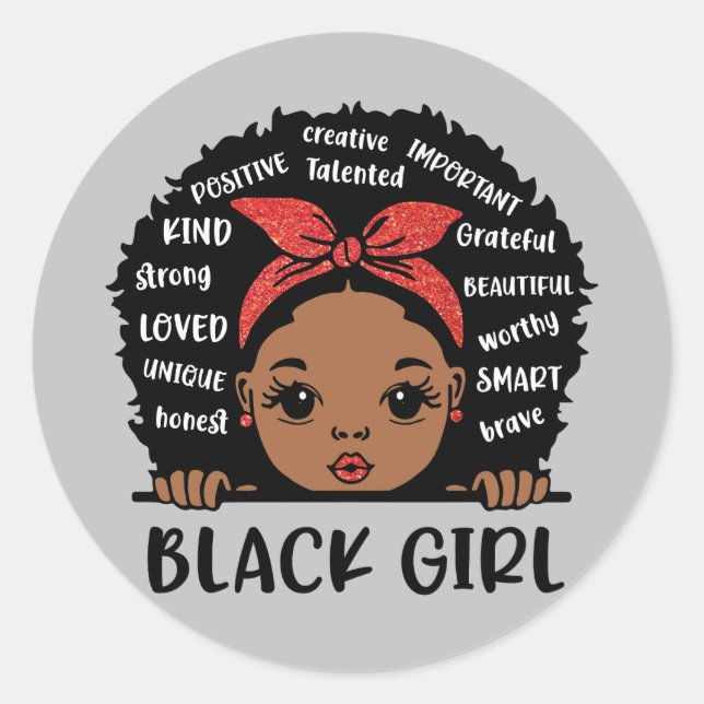 Sticker Rond Fille noire Mois de l'histoire noire (Devant)