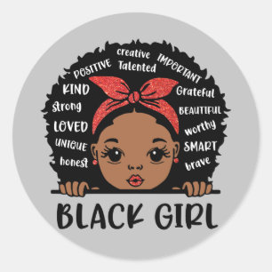 Sticker Rond Fille noire Mois de l'histoire noire