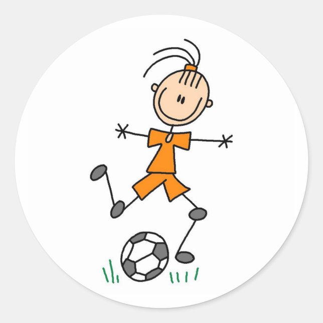 Sticker Rond Fille Orange Soccer Uniforme (Devant)