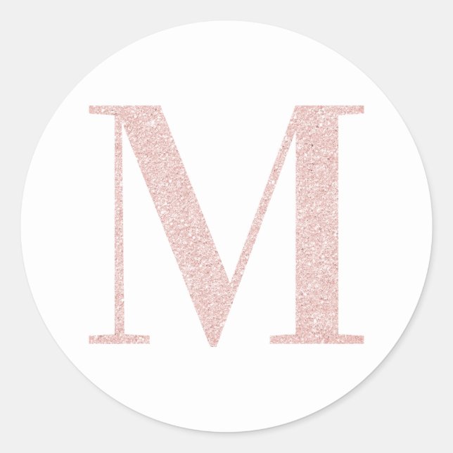 Sticker Rond Fille Pale Rose Parties scintillant or Monogramme  (Devant)