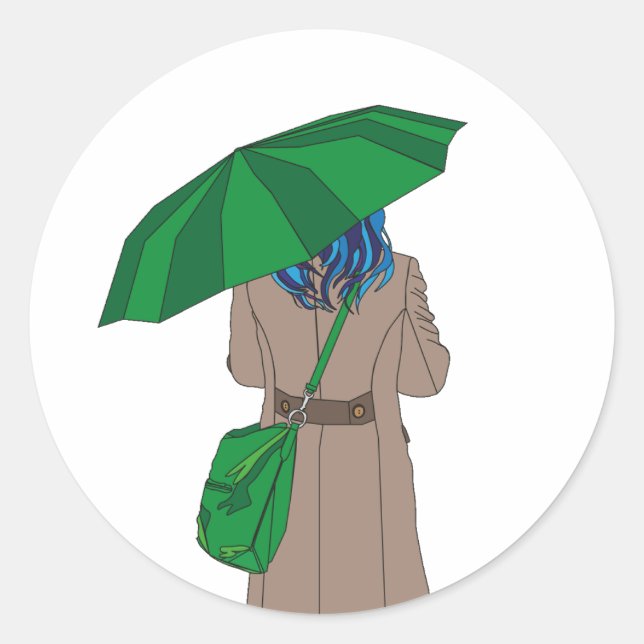 Sticker Rond Fille parapluie (Devant)