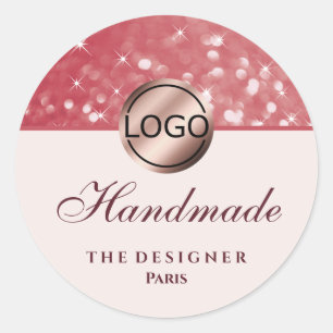 Sticker Rond Fille Parties scintillant rose Étincelle Étoiles L