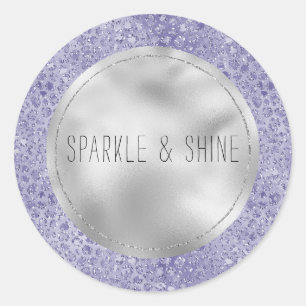 Sticker Rond Fille Parties scintillant violet Empreinte de léop