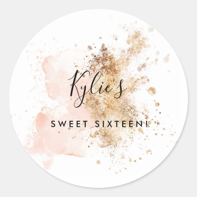Sticker Rond Fille personnalisée Sweet sixteen Sweet 16 (Devant)