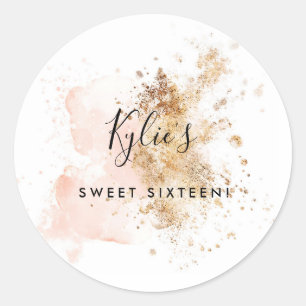 Sticker Rond Fille personnalisée Sweet sixteen Sweet 16