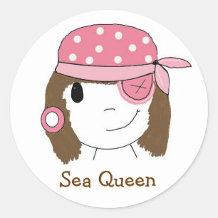 Sticker Rond Fille Pirate Rose