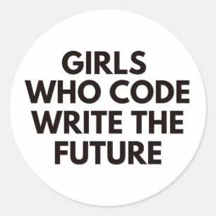 Sticker Rond Fille qui code écrire le futur