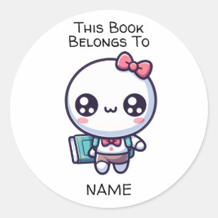 Sticker Rond Fille Retour à l'école Livres appartenant à