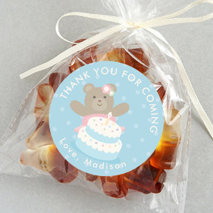 Sticker Rond Fille rose Ballerina Bear Cub Merci d'anniversaire