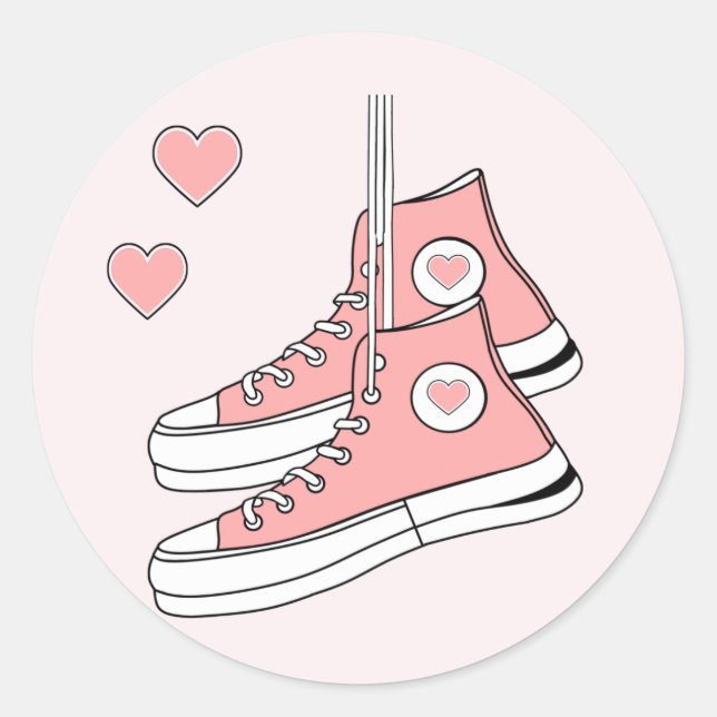 Sticker Rond Fille rose Basket (Devant)