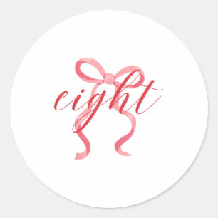 Sticker Rond Fille Rose Coquette Bow 8 Ans 8ème Anniversaire Pa