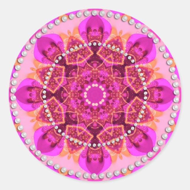 Sticker Rond Fille rose délice Géométrie Mandala (Devant)