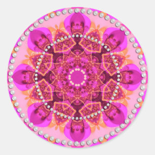 Sticker Rond Fille rose délice Géométrie Mandala