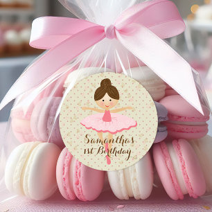 Sticker Rond Fille rose et Dreamy Ballerina