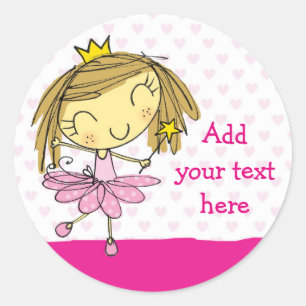 Sticker Rond fille rose mignonne de princesse Ballet de ♥