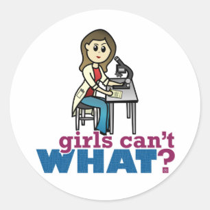 Sticker Rond Fille scientifique