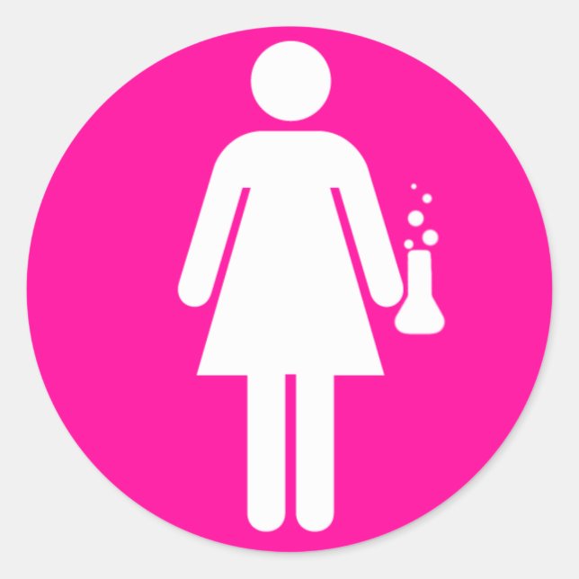 Sticker Rond Fille scientifique (Devant)