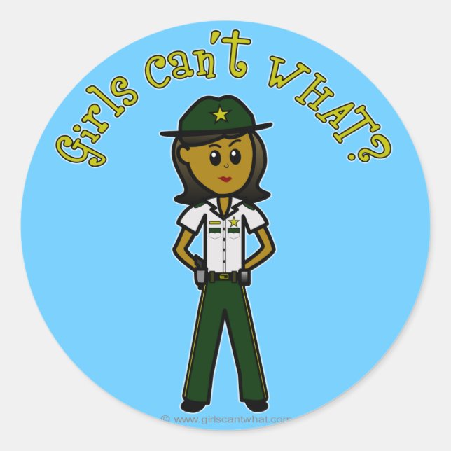 Sticker Rond Fille Sheriff Vert foncé (Devant)