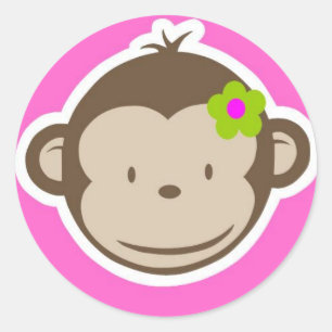 Sticker Rond Fille singe
