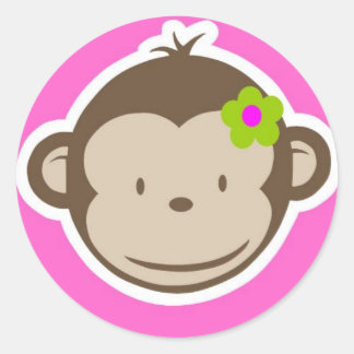 Sticker Rond Fille singe