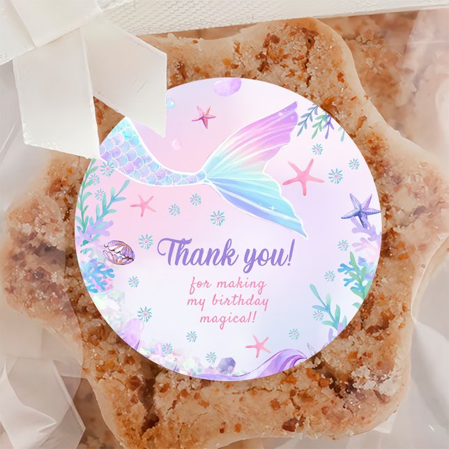 Sticker Rond Fille Sirène 1ère fête d'anniversaire (Créateur téléchargé)