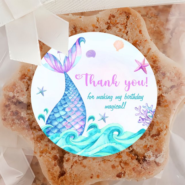 Sticker Rond Fille Sirène 1ère fête d'anniversaire (Créateur téléchargé)