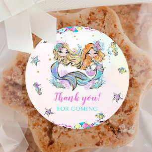 Sticker Rond Fille Sirène 1ère fête d'anniversaire