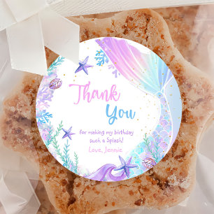 Sticker Rond Fille Sirène 1ère fête d'anniversaire