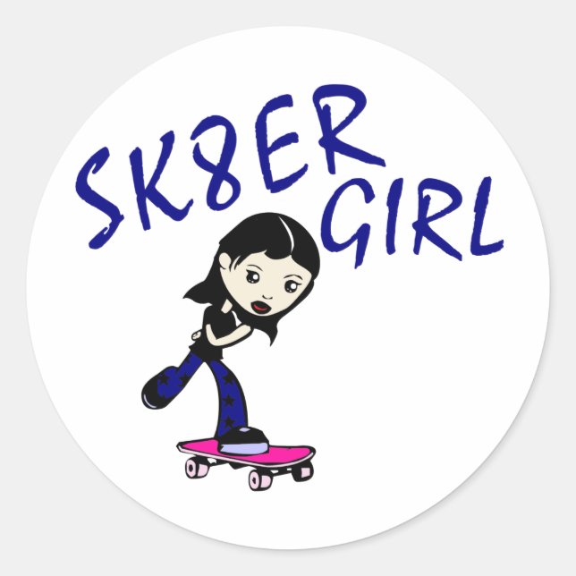 Sticker Rond fille sk8er (Devant)