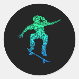 Sticker Rond Fille skater Fille skateuse Skateboard 1