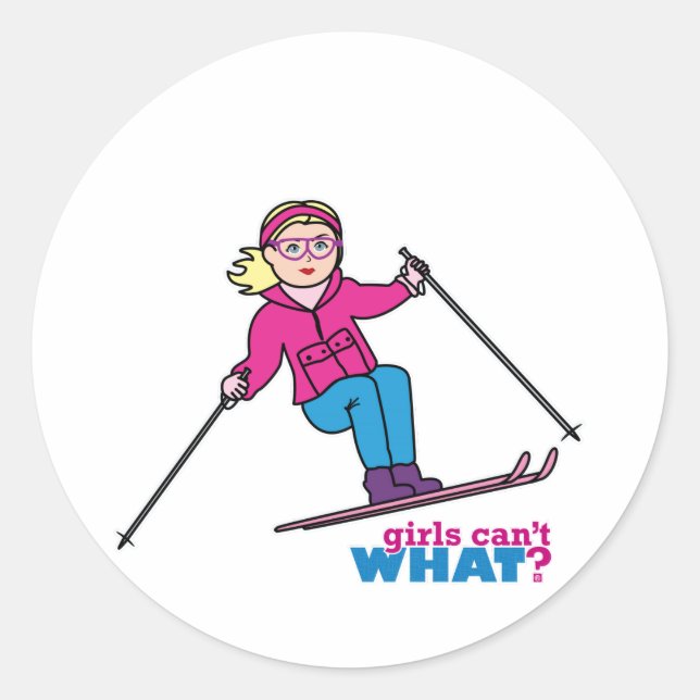 Sticker Rond Fille skieuse (Devant)