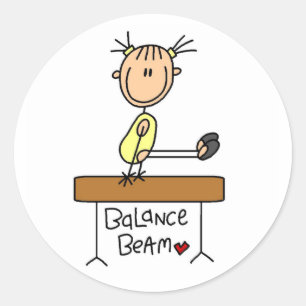Sticker Rond Fille sur poutre d'équilibre