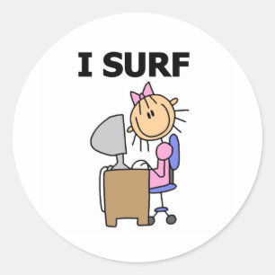 Sticker Rond Fille surfant sur le Web