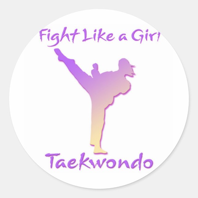 Sticker Rond Fille Taekwondo (Devant)