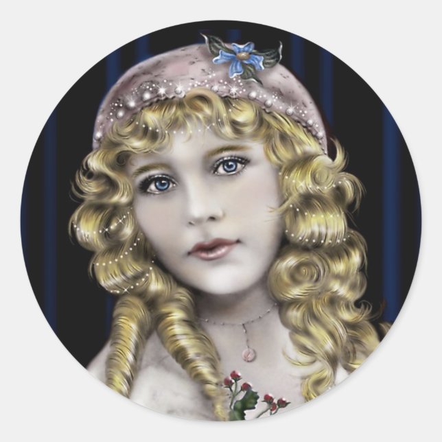 Sticker Rond Fille victorienne de Blond Head (Devant)