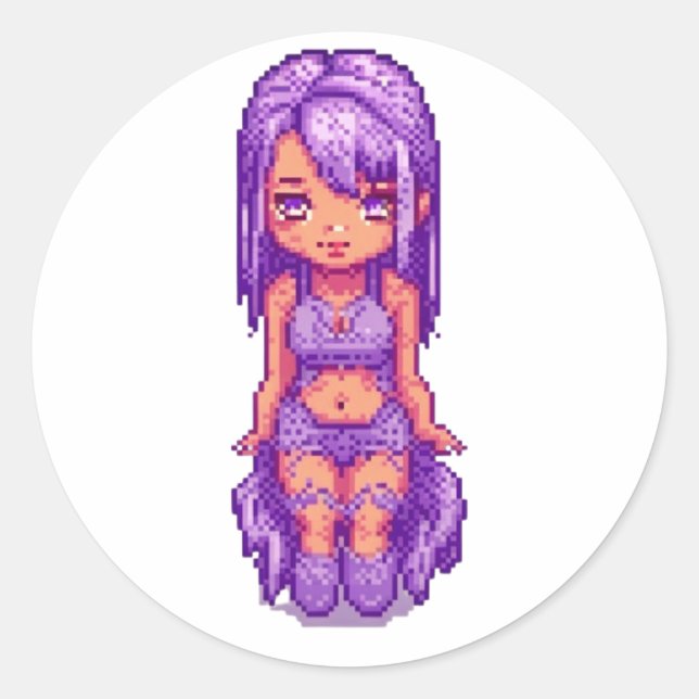 Sticker Rond Fille violette   (Devant)